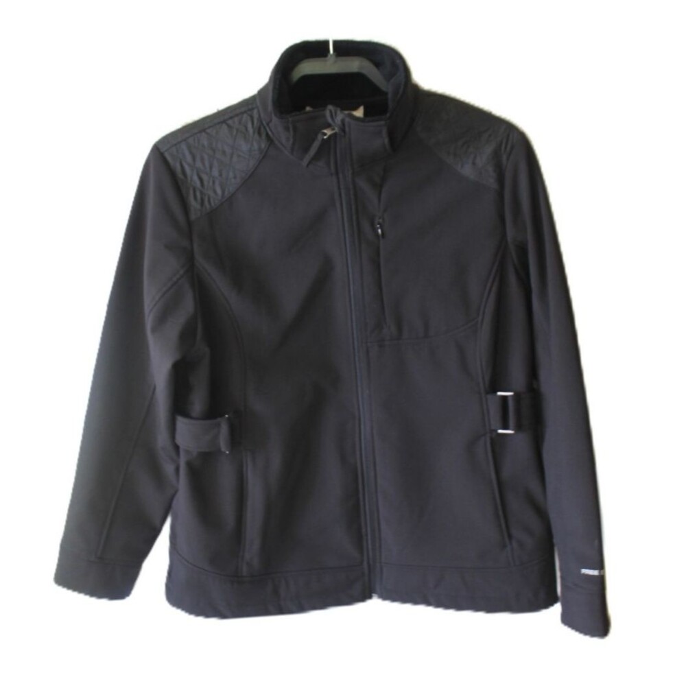 Free Country Softshell Jacket Women's Size Large Black Faux Fur Lined Full Zip